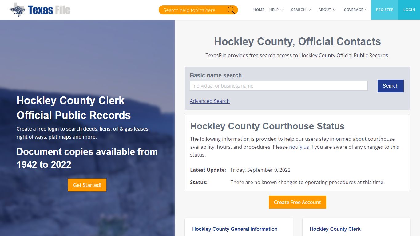 Hockley County Clerk Official Public Records | TexasFile