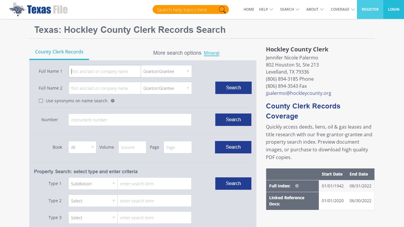 Hockley County Clerk Records Search | TexasFile